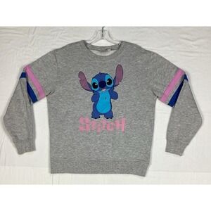 Disney Stitch Crewneck Gray Long‎ Sleeve Sweatshirt Women's Large